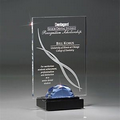 Rectangle Lucite Award w/ Glass Gemstone and Black Marble Base